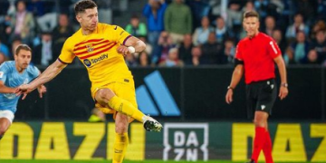 Robert Lewandowski mencetak gol penentu kemenangan bagi Barcelona lewat titik penalti. (foto: ig @_rl9)