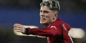 Gelandang Manchester United, Alejandro Garnacho. (AP Photo/Kin Cheung)