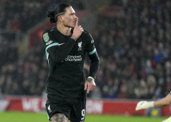 Pemain Liverpool, Darwin Nunez. (AP Photo/Sean Ryan)