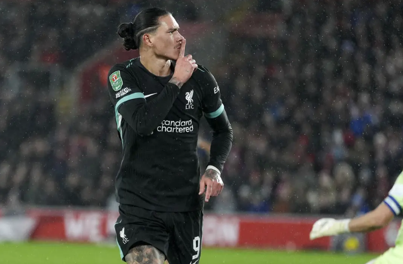 Pemain Liverpool, Darwin Nunez. (AP Photo/Sean Ryan)