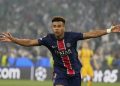 Penyerang PSG, Desire Doue merayakan gol ke gawang Inter Milan di final Liga Champions di Allianz Arena, 1 Juni 2025. (c) AP Photo/Matthias Schrader