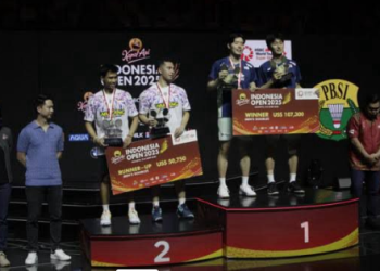 harapan pupus, Sabar/Reza gagal juara di Final Indonesia Open 2025. (PBSI)