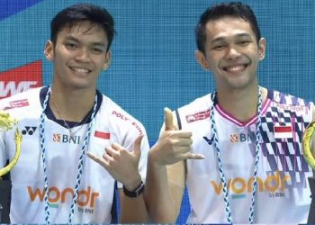 Ganda putra Indonesia Fajar Alfian / Muhammad Shohibul Fikri menjuarai turnamen BWF World Tour Super 1000 China Open 2025, Minggu, 27 Juli. (Instagram/@badminton_talk/Youtube BWF)