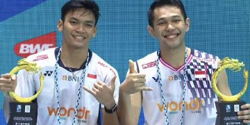 Ganda putra Indonesia Fajar Alfian / Muhammad Shohibul Fikri menjuarai turnamen BWF World Tour Super 1000 China Open 2025, Minggu, 27 Juli. (Instagram/@badminton_talk/Youtube BWF)