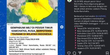 Gempa M 8,7 Guncang Kamchatka, BMKG Keluarkan Peringatan Tsunami