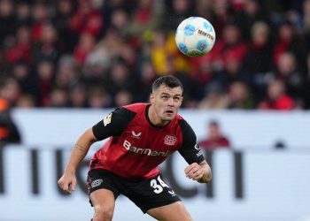 Granit Xhaka. (Photo by Pau BARRENA / AFP) (AFP/PAU BARRENA)