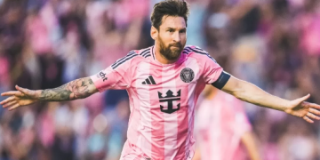 Lionel Messi kembali mencetak gol lewat tendangan bebas untuk The Vice City ketika melawan Nashville. (X INTER MIAMI)