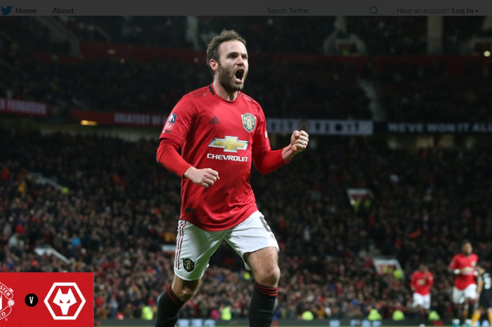 Ekspresi Juan Mata saat berhasil mencetak gol ke gawang Wolves di laga ulangan babak ketiga Piala FA, Kamis (16/1/2020) dini hari.(TWITTER.COM/MANUTD)