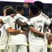 Momen selebrasi Kylian Mbappe dalam pertandingan sepak bola Liga Spanyol antara Real Madrid vs Osasuna di Stadion Santiago Bernabeu di Madrid pada 19 Agustus 2025. (Foto oleh Javier SORIANO / AFP)(AFP/JAVIER SORIANO)