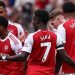 Momen selebrasi gol Jurrien Timber dalam pertandingan Liga Inggris antara Arsenal vs Leeds United di Stadion Emirates di London pada 23 Agustus 2025. (Foto oleh HENRY NICHOLLS / AFP)(AFP/HENRY NICHOLLS)