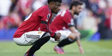 Winger Manchester United, Amad Diallo. (c) AP Photo/Dave Thompson