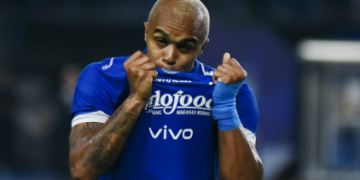 selebrasi William Marcilio usai membobol gawang Western Sydney Wanderers. (instagram/@persib)