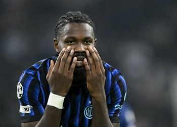Dua gol Marcus Thuram mengantarkan wakil Italia Inter Milan menang 2-0 dalam laga Ajax Amsterdam vs Inter Milan di Johan Cruyff ArenA, Rabu (17/9/2025) malam lokal atau Kamis dini hari WIB.(AFP/NICOLAS TUCAT)