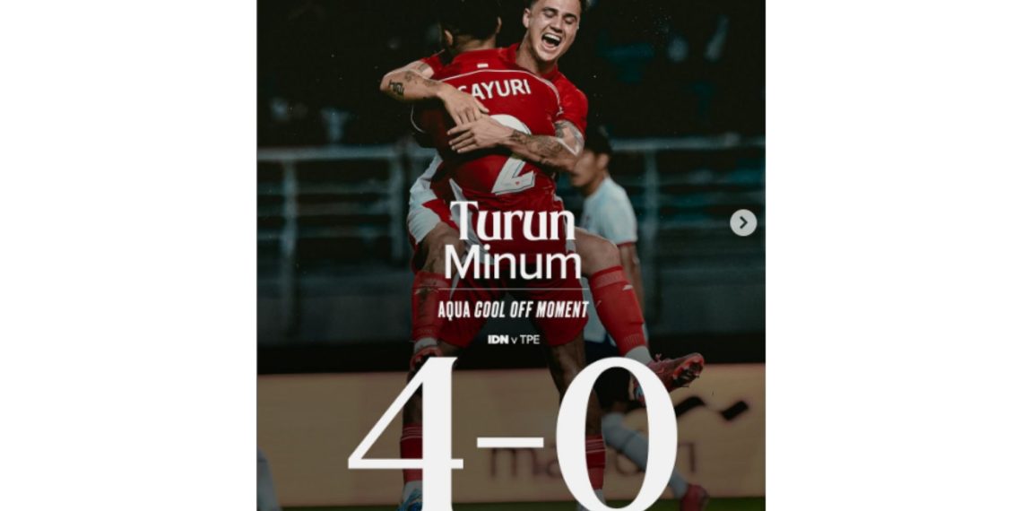 Timnas Indonesia tampil beringas! Babak pertama saja Garuda sudah unggul 4-0 atas Chinese Taipei lewat gol Amat, Sananta, Klok, dan Reijnders. (intagram/@timnasindonesia)