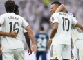Real Madrid meraih kemenangan 2-0 atas Espanyol pada laga pekan kelima La Liga di Santiago Bernabeu, Sabtu (20/9/2025) malam WIB. Satu di antara gol Madrid dicetak Kylian Mbappe. (AP Photo/Manu Fernandez)
