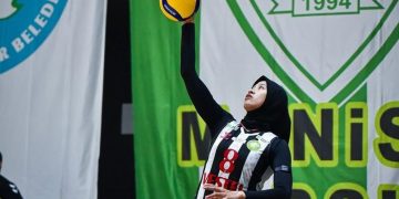 Opposite timnas voli Indonesia, Megawati Hangestri Pertiwi, bersama Manisa Buyuksehir Belediyespor Kulubu dalam laga pramusim kasta kedua Liga Voli Turki 2025-2026. (INSTAGRAM.COM/MANISABBSK_VOLEYBOL)