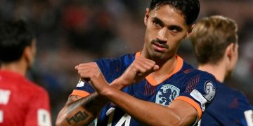 Tijjani Reijnders merayakan gol yang dicetaknya dalam kemenangan 4-0 Belanda atas Malta di Kualifikasi Piala Dunia 2026, Kamis (9/10/2025) di Ta'Qali.