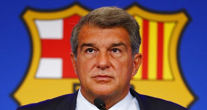 Presiden Barcelona, Joan Laporta. (Foto: AP/Joan Monfort)
