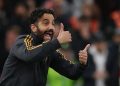 Ruben Amorim mengapresiasi pemain-pemain Manchester United setelah kemenangan penuh arti atas Liverpool. (REUTERS/Phil Noble)