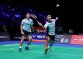 Ganda putra Indonesia, Fajar Alfian dan Muhammad Shohibul Fikri, membuat wakil Malaysia kebingungan hingga saling bertabrakan pada babak 32 besar Australia Open 2025. (PBSI)