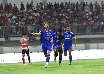 Selebrasi pemain Persib usai mencetak gol ke gawang Madura United. (Foto: Official Persib)