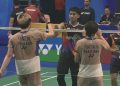 Ganda campuran Indonesia, Marwan Faza/Aisyah Salsabila Pranata (jersei hitam), takluk pada semifinal Syed Modi International 2025 di Lucknow, India, 29 November 2025. (BWF TV)