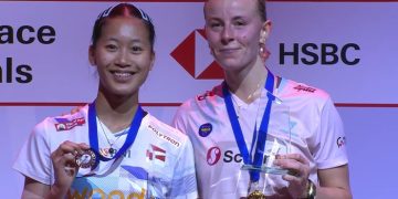 Tunggal putri Indonesia, Putri Kusuma Wardani, harus mengakui keunggulan Mia Blichfeldt dari Denmark pada final Hylo Open 2025 di Saarbruecken, Jerman, 2 November 2025. (TANGKAPAN LAYAR BWF TV)