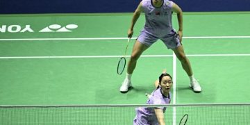Ganda campuran China, Cheng Xing/Zhang Chi, tersingkir dari Indonesia Masters 2026 usai kalah dari Hee Yong Kai Terry/Gloria Emanuelle Widjaja. (BERTRAND GUAY/AFP)