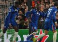 Pemain Chelsea, Moises Caicedo (tengah), merayakan golnya dalam pertandingan Liga Champions melawan Pafos di Stamford Bridge, Inggris, Kamis (22/1/2026). (AP Photo/Kin Cheung)