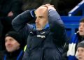 Reaksi pelatih Enzo Maresca ketika Chelsea menelan kekalahan 1-2 saat menjamu Fulham pada laga lanjutan Liga Inggris, Kamis (26/12/2024).(AFP/GLYN KIRK)