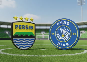 Logo Persib Bandung vs PSBS Biak. (Foto: Ilustrasi menggunakan Gemini AI)