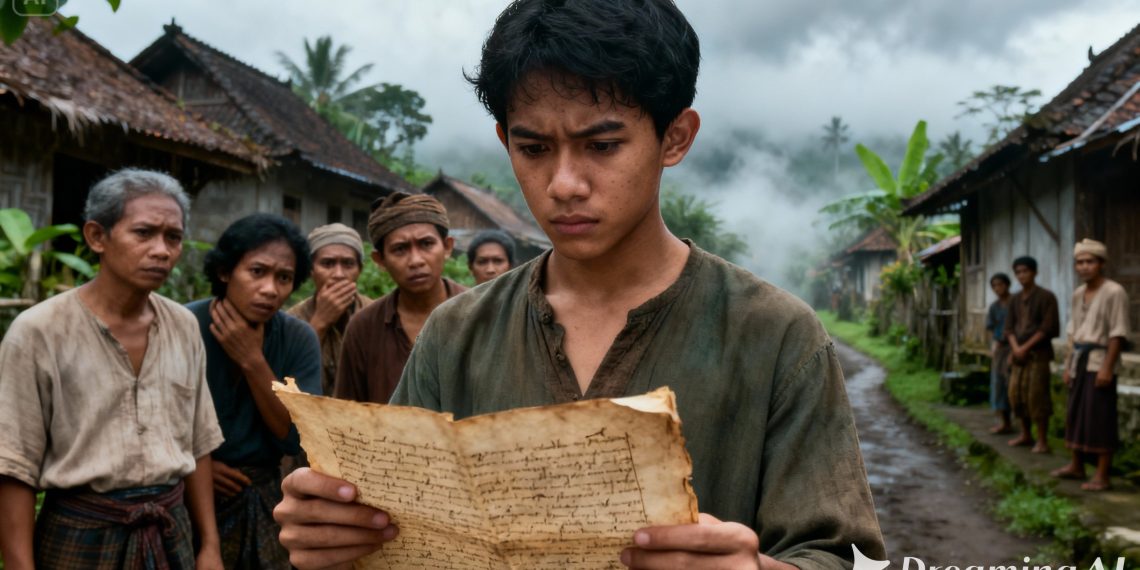 Ketegangan memuncak di Desa Pasir Angin. Alat berat mulai mengancam hutan, sementara alam memberikan tanda-tanda kemurkaan. (generate by dreaminaAI)