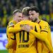 Pemain Borussia Dortmund saat merayakan gol Julian Brandt pada laga Liga Champions 2025/2026 (c) AP Photo/Ebrahim Noroozi