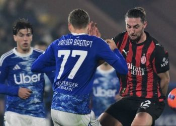 Walaupun mendominasi permainan, Como kalah 1-3 dari AC Milan dalam laga Liga Italia, Kamis (15/1/2026) di Stadion Giuseppe Sinigaglia. (STEFANO RELLANDINI/AFP)