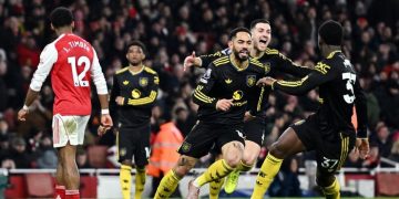 MU ketika melibas Arsenal, klub kota London yang juga pemuncak klasemen sementara. Foto: REUTERS/Dylan Martinez