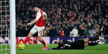 Gol Kai Havertz di detik-detik akhir. (Foto: REUTERS/Toby Melville)
