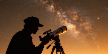 ilustrasi pemantauan hilal. (Dreamina AI)