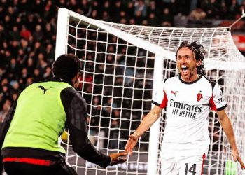 Pemain AC Milan Luka Modric (kanan) merayakan gol pada laga Serie A/Liga Italia antara Pisa vs Milan, Jumat, 13 Februari 2026 (c) Instagram/acmilan