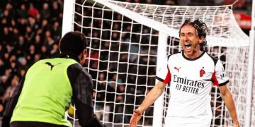 Pemain AC Milan Luka Modric (kanan) merayakan gol pada laga Serie A/Liga Italia antara Pisa vs Milan, Jumat, 13 Februari 2026 (c) Instagram/acmilan