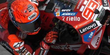 Marc Marquez meraih kemenangan di sprint race MotoGP Spanyol. (AFP/JORGE GUERRERO)