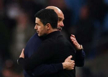 Mikel Arteta balas pernyataan Pep Guardiola jika Man City kalah maka peluang juaranya habis. (Action Images via Reuters/Matthew Childs)
