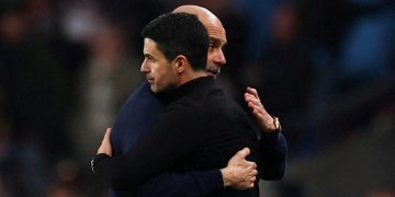 Mikel Arteta balas pernyataan Pep Guardiola jika Man City kalah maka peluang juaranya habis. (Action Images via Reuters/Matthew Childs)