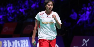 Thalita Ramadhani Wiryawan membuat Indonesia memperkecil skor menjadi 1-2 melawan Korea Selatan di semifinal Uber Cup 2026. (Arsip PBSI)